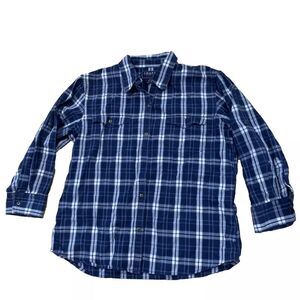 CHAPS DENIM Womens Blue Plaid Button Shirt Classic Pockets Outdoor Long Sleeve L